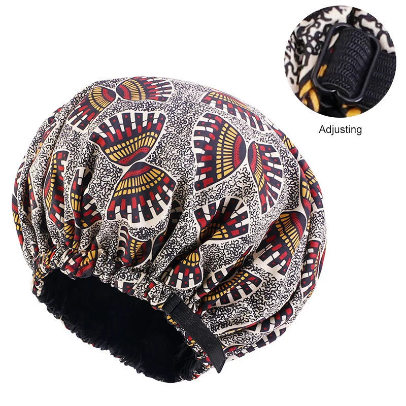 2021 Oversize Africa print invisible adjustable Ribbon Headband Beauty Salon Hat Soft Nightcap Bohemian Women's Hair Accessories