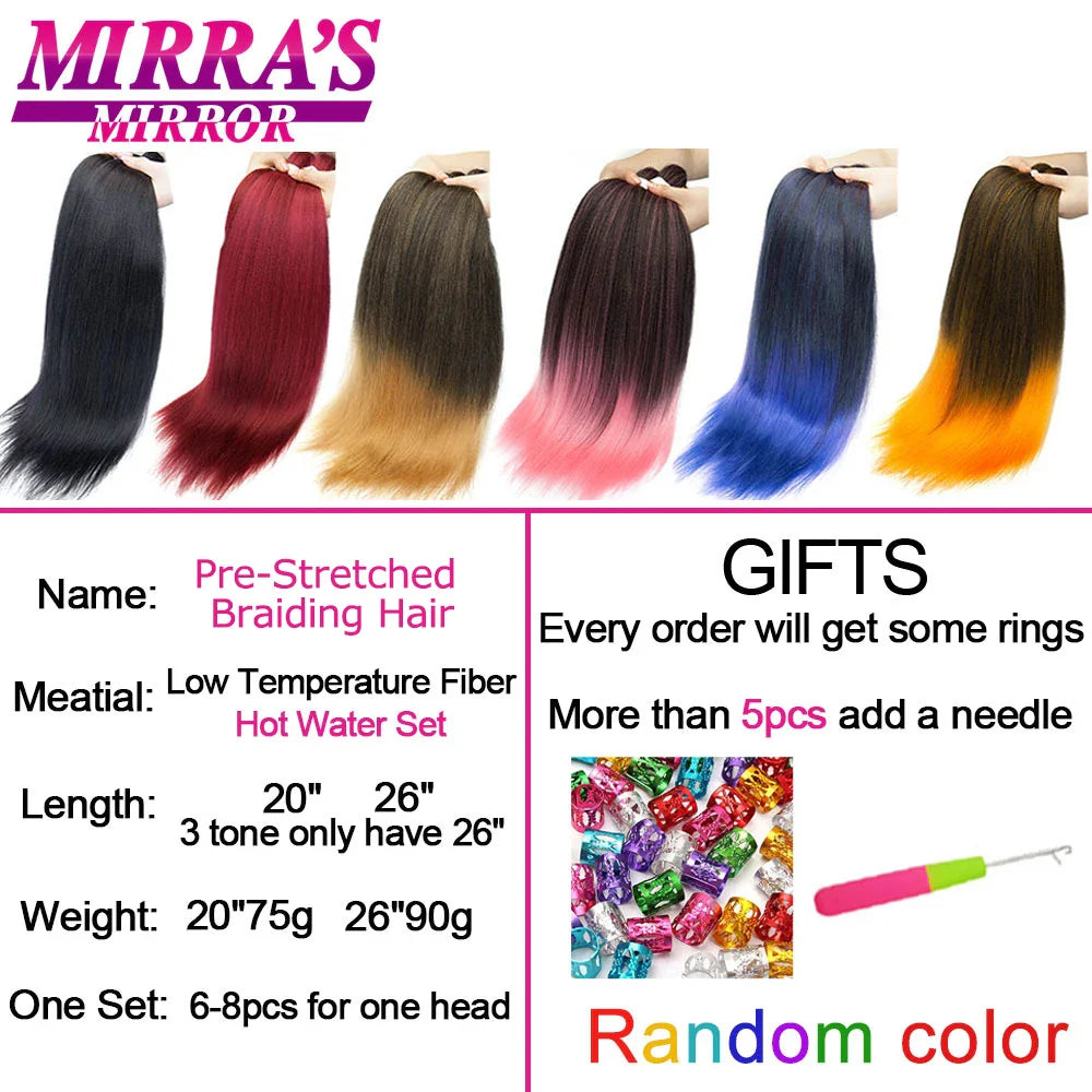 Braiding Hair Extensions Synthetic Hair for Braids Ombre Pre Stretched Jumbo Braids Hair Hot Water Setting Braid Mirra's Mirror