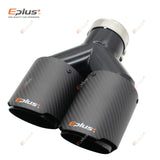 EPLUS Car Carbon Fiber Matte Muffler Tip Y Shape Double Exit Exhaust Pipe Mufflers Nozzle Decoration Universal Stainless Black