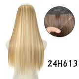 Hair Extensions No Clips Synthetic Fake Hair Ombre Pink Blonde Brown Black Natural Wavy Curly False Hair Piece For Woman