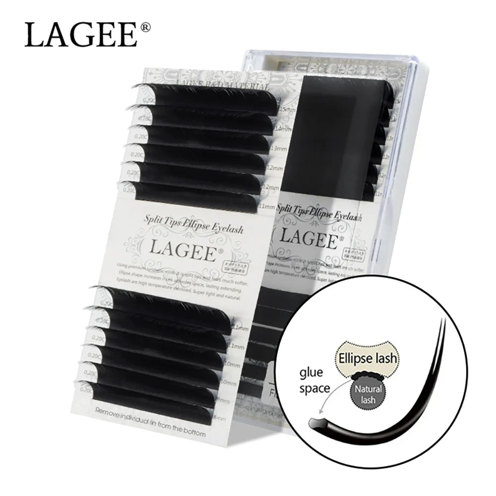 LAGEE Flat Ellipse Eyelashes Extensions Matte Black Split Tips False eyelashes natural light NAGARAKU Line Make up tools