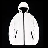 New Night Reflective Jackets Double Fabric Windbreaker Hooded Jacket Men Hip Hop Dancer singer Waterproof Zipper Coats Outwear