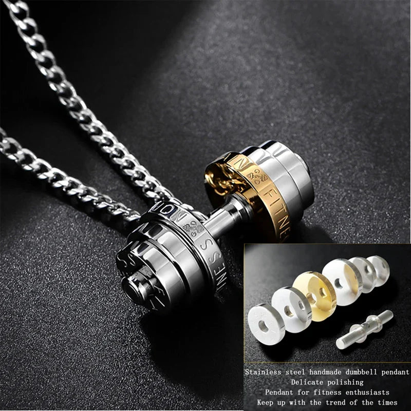 dumbbel necklace male Couple necklace pendant stainless steel Fitness necklace Barbell Sporty gifts for man jewelry for neck