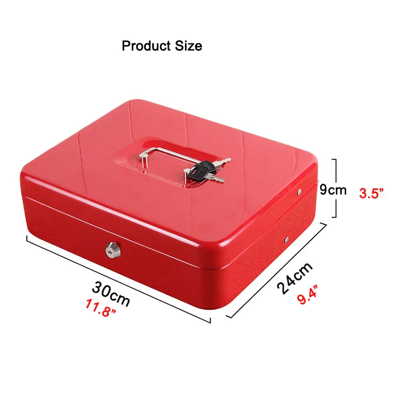 Locked Large Cashier Drawer Metal Cash Box 2 Layers Safe Cash Storage Box with 5 Coin 4 Bills Slots Steel Money Tray Deposit Box