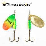 FISH KING Metal Fishing Lure Spinner Baits 3.9g 4.6g 7.4g 10.8g 15g Rotating Spoon Lures Spinners With Treble Hooks Pike Baits