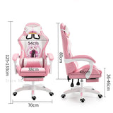 WCG Cute Girl Pink Computer Chair Home Office Furniture Sofa Chair Cartoon Anime Bedroom Lift Rotary Reclining Game Chair