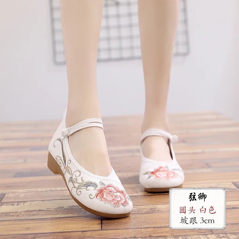 comemore Jacquard Embroidered Women Soft Bottom Ballet Flats Elegant Ladies Casual Strap Ballerinas Chinese Style Cotton Shoes