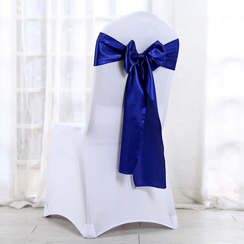 10/50/100pcs Satin Chair Sashes Wedding Chair Bow Knot Ribbon Tie For Party Hotel Event Banquet Birthday Decoration