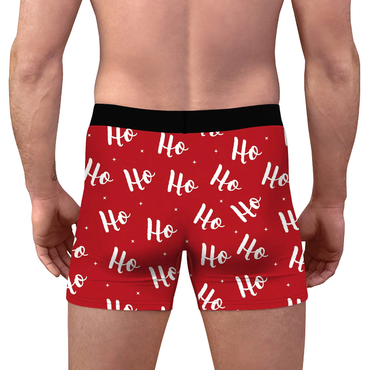 Mens Christmas Printed Shorts Underwear Mid Waist Elastic Waistband Boxer Briefs Shorts Breathable Underpants