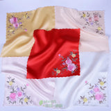 Women's 100% Pure Silk 16.5 mm satin silk embroidery Square handkerchief 26cm 10" WJ007