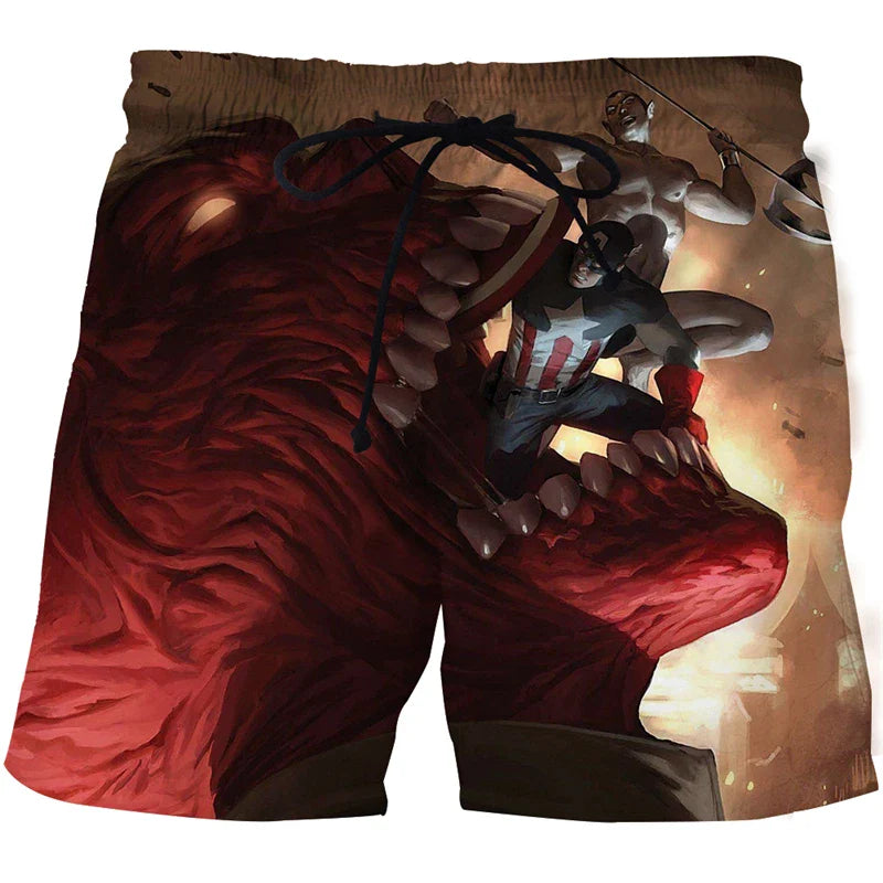 Hot Sale Skull Horror 3D Printe Beach Short Men's Shorts Anime Pants Quick-drying Street Clothing Black Short Casual short homme