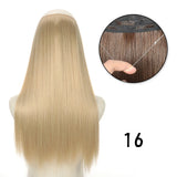 Hair Extensions No Clips Synthetic Fake Hair Ombre Pink Blonde Brown Black Natural Wavy Curly False Hair Piece For Woman