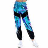 Women Shiny Metallic Joggers Pants Hip Hop Trouser Holographic Clothes Rave Festival Disco Pole Street Wear Dance Wear Sweatpant