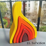 Montessori Wooden Toys Elemental Rainbow Stacking Blocks /Unpaint Wood Tree Building Stacking Car Volcano Coral Sea Wave