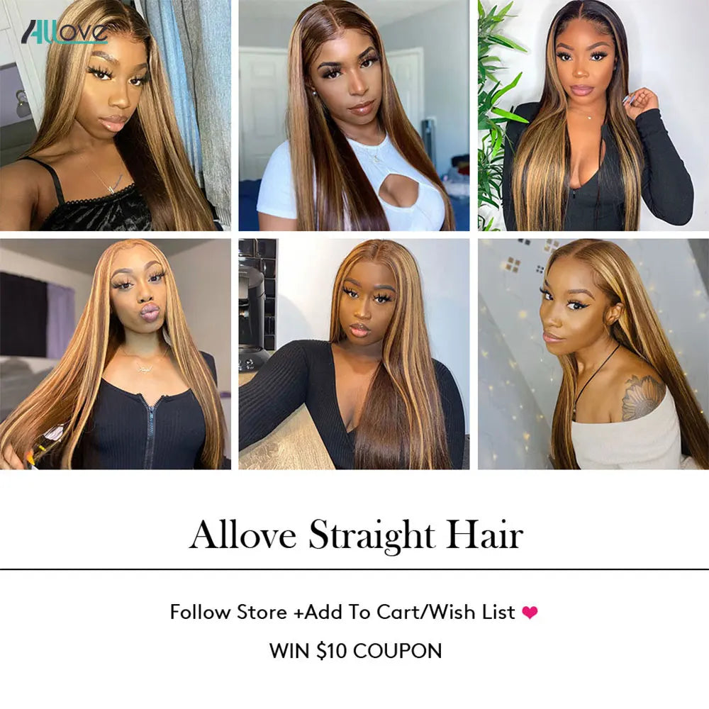 Allove 30 32 Inch Highlight Bundles Human Hair Bone Straight Human Hair Bundles Ombre Honey Blonde Brazilian Remy Hair Extension