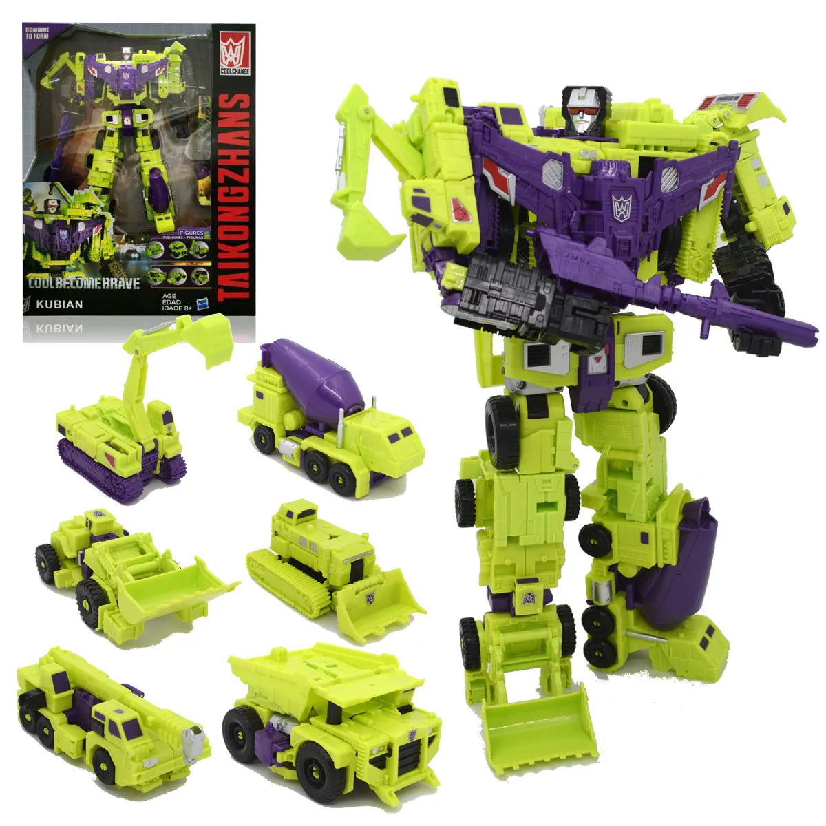 HZX 6In1 Devastator Haizhixing Transformation Toys Anime Action Figure KO G1 Robot Aircraft Engineering Vehicle Model  NO Box