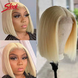 Sleek Ginger Orange Lace Front Short Bob Wigs Highlight P4/27# Brazilian Human Hair Wigs 200% Density Natural Remy Human Hair