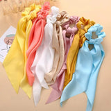 1PC New Women Scrunchie Ribbon Elastic Hair Bands Bow Scarf Solid Head Band for Girls Ladies Hair Ropes Ties Hair Accessories