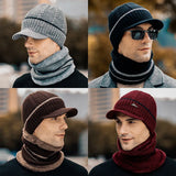 New Winter Beanie Hats Scarf Set Warm Knit Hat Skull Cap Neck Warmer with Thick Fleece Lined Winter Hat and Scarf for Men Women