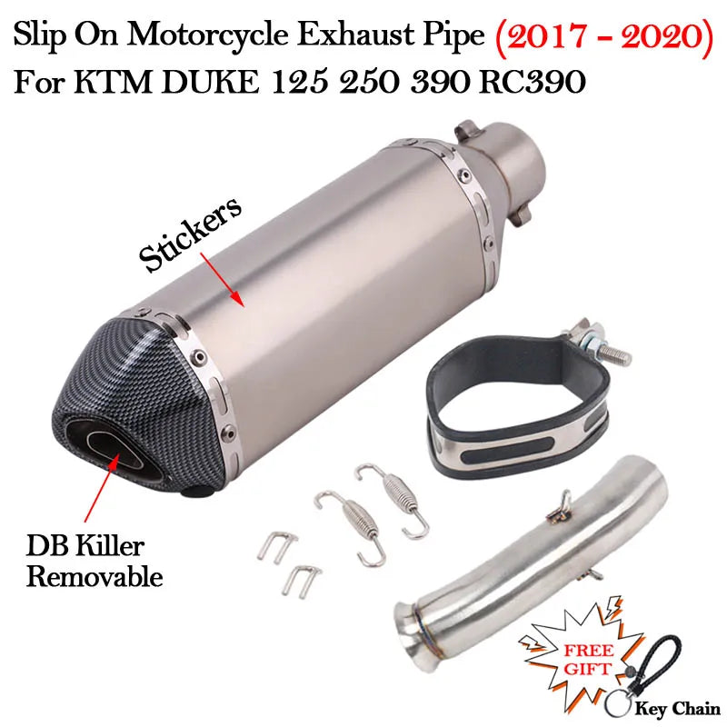 Slip on 51mm Motorcycle Exhaust System Muffler Escape Modified Middle Link Pipe For KTM DUKE 125 250 390 RC390 2017 18 2019 2020