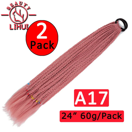 24Inch Synthetic Pontail Tail Hair Ombre Braiding Hair Jumbo Braid Same Color Crochet Hook Braids Hair Extension 2Packs