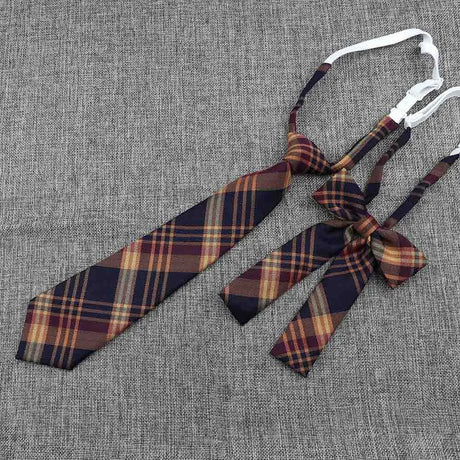 Hand-Made Necktie Bowtie Set High Quality Boy Girl School Suit Shirts Student Butterfly Striped Plaid 100%Cotton Accessory Trend