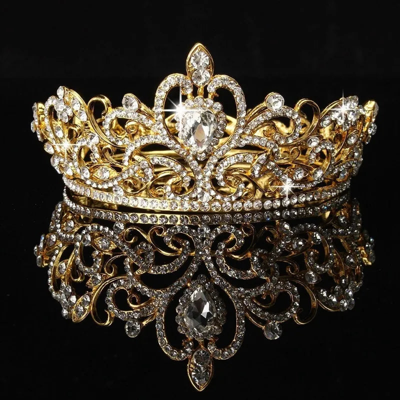 Wedding Crown Gold Silver Color Rhinestone Crystal Diadem Queen Crown Princess Tiaras Bridal Hair Jewelry Party Hair Accessories