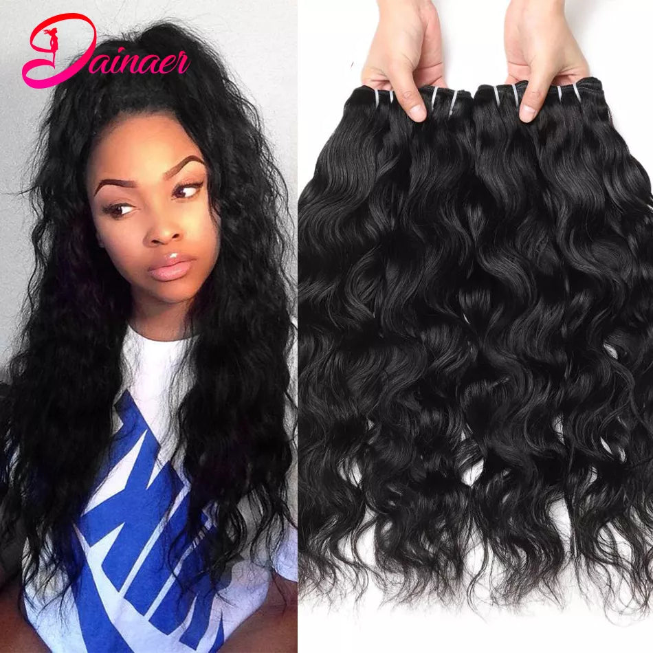 Brazilian Hair Weave Bundles Natural Wave Hair 1/3/4 PCS 100% Human Hair Bundles 8-30inches Natural Color Human Hair Extensions