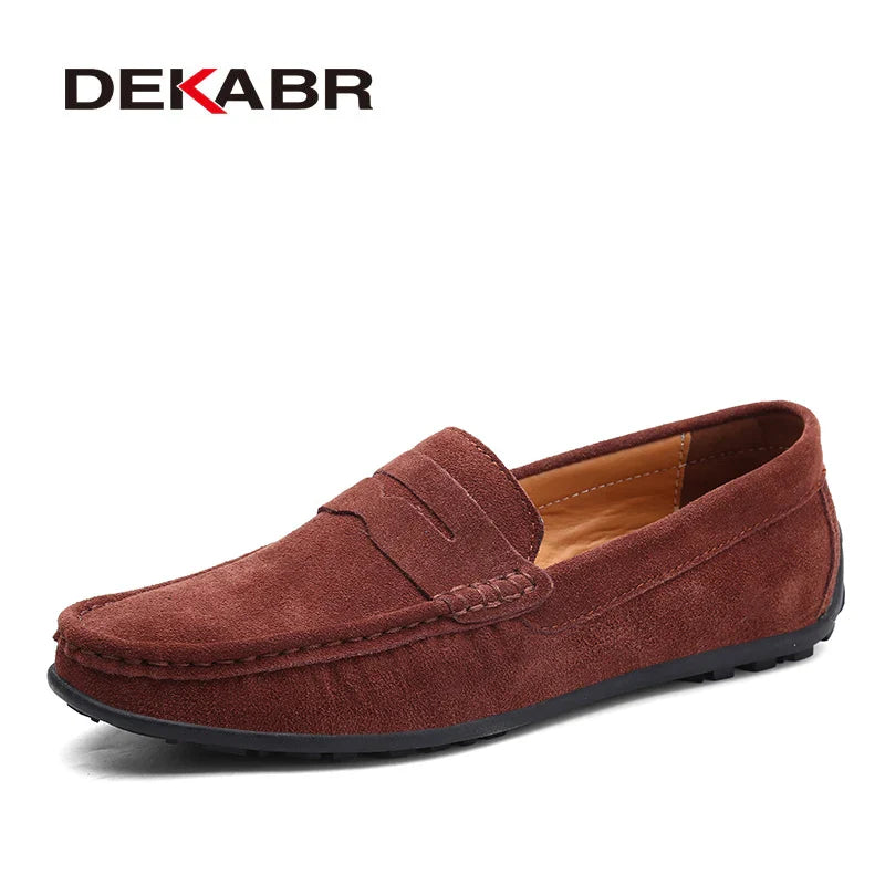 DEKABR Big Size 38~49 Men Loafers Real Leather Shoes Fashion Men Boat Shoes Brand Men Casual Leather Shoes Male Flat Shoes