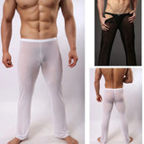 Hirigin Men's Sexy Soft Mesh Sheer See-through Stretch Pants Trousers Sleepwear Hot Transparent Men Pants Homewear