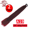 24Inch Synthetic Pontail Tail Hair Ombre Braiding Hair Jumbo Braid Same Color Crochet Hook Braids Hair Extension 2Packs