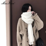 Maikun Thick Warm Scarf For Women Pure Color Ladies Imitation Cashmere  Black Scarf Female Winter To Increase Ahawl