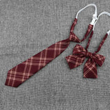 Hand-Made Necktie Bowtie Set High Quality Boy Girl School Suit Shirts Student Butterfly Striped Plaid 100%Cotton Accessory Trend