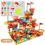 77-308PCS Marble Race Run Big Block Compatible City Building Blocks Funnel Slide Blocks DIY Big Bricks Toys For Children Gift