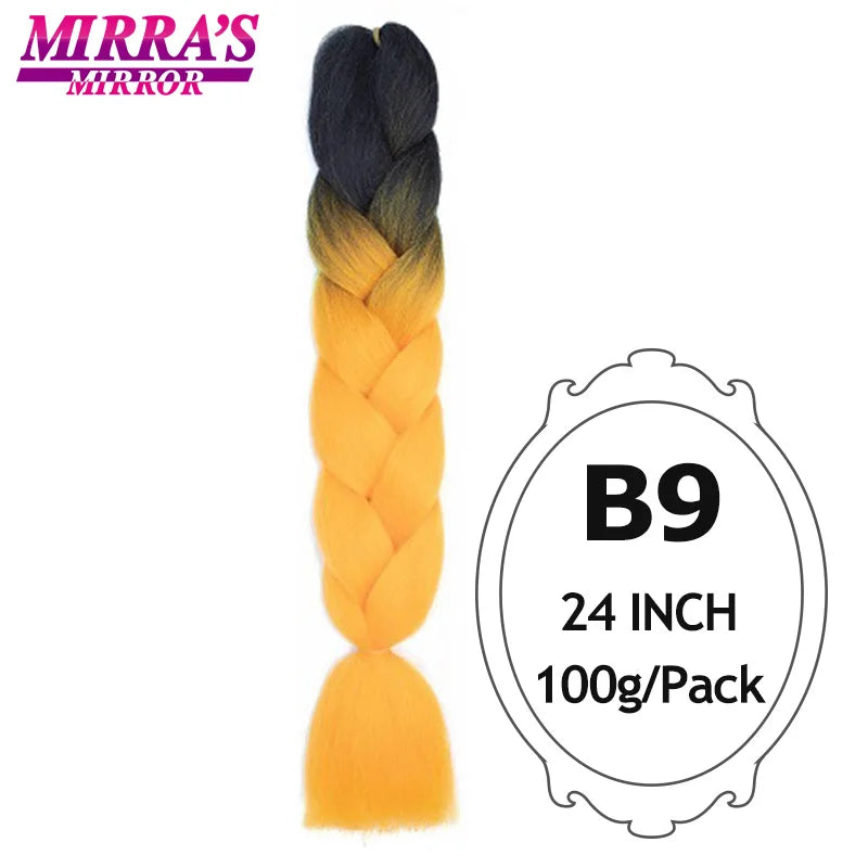 Jumbo Braiding Hair Extensions 24inch Ombre Hair For Braids 5Pcs Box Braid Yaki Texture Synthetic Fiber Fake Hair Mirra’s Mirror