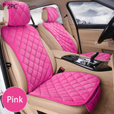 SEAMETAL Pink Car Seat Cover for Women Soft Plush Vehicle Seat Cushion Protector Chair Pad for Lady Universal for Four Seasons