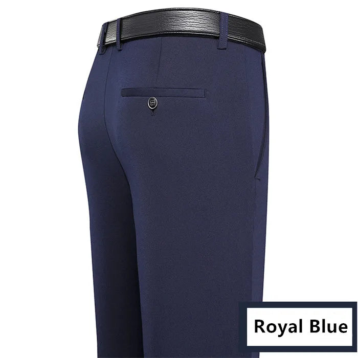 Thick Straight Work Trousers Men Pants Office Formal Black Plus Size Blue Elastic Business Stretch Big 44 48 50 52 Male Wearing