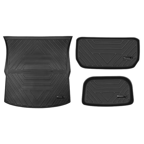 For Tesla Model Y Plain TPE Cargo Liner Sets Trunk Mat & Sides Wall Carpet Protector & Seat Back Cover Front/Lower Boot Liners