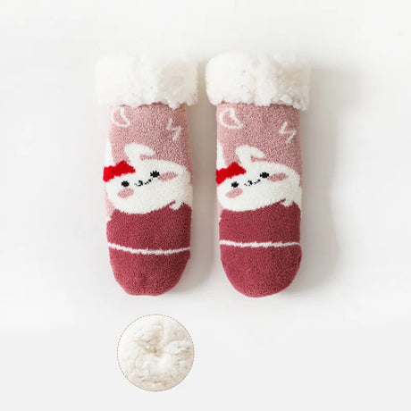 Newborn Baby Winter Cartoon Christmas Socks Thicken Cotton Warm Floor Kids Sock Non-Slip Children Thermal Socks For 0-4 Years