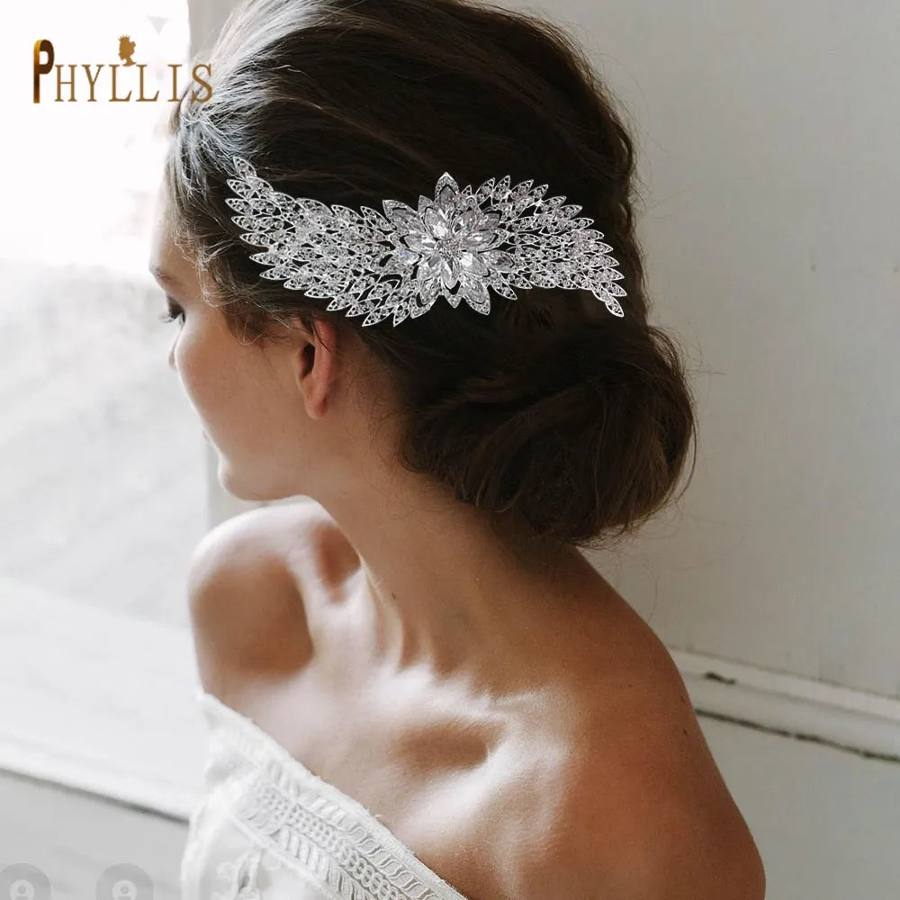 A409 Luxury Wedding Comb Rhinestone Headwear Bride Hair Jewelry Vintage Bridesmaid Hair Clips Bridal Tiara Women Headpieces