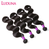 Ludana Body Wave Bundles With Closure Brazilian Bundles Human Hair With Closure  3/4Pcs Human Hair Bundles With 4x4 Lace Closure