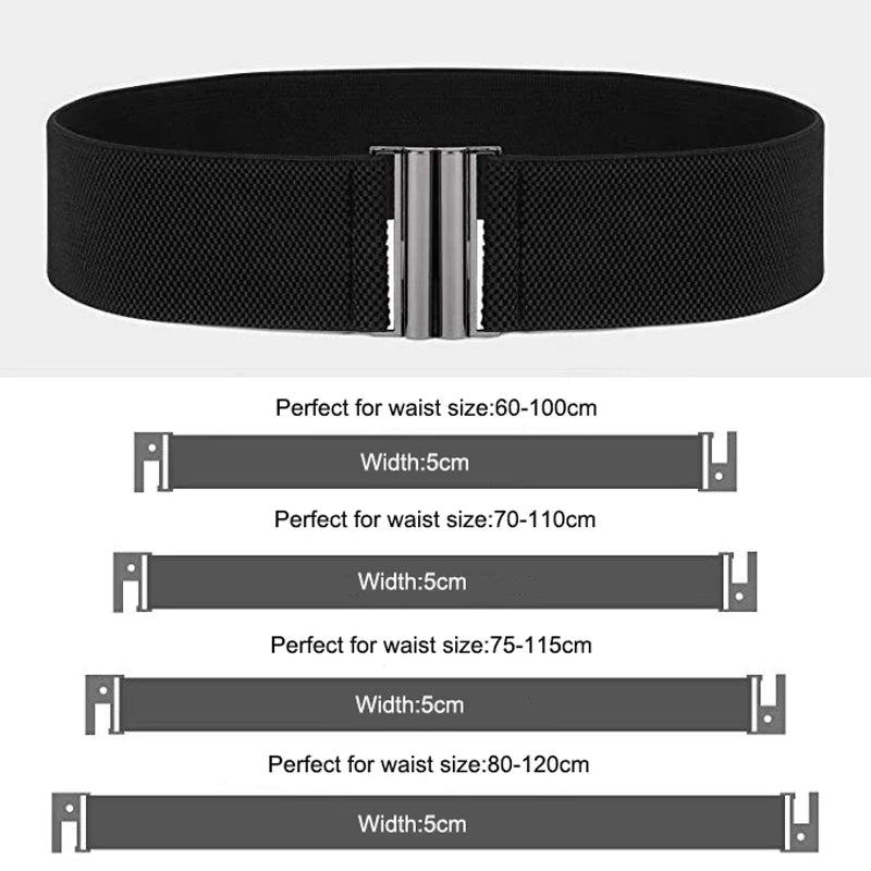 Wide Elastic Waist Belt Black Women Stretch Waistband 2019 Dress Wide Belt 5 Size Corset Waist by Fashion Metal Buckle for Skrit