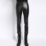 Brand Punk Genuine Leather Pants Men Autumn Winter Slim Warm Motorcycle Down Trousers 6XL Street Black Cowhide Pants