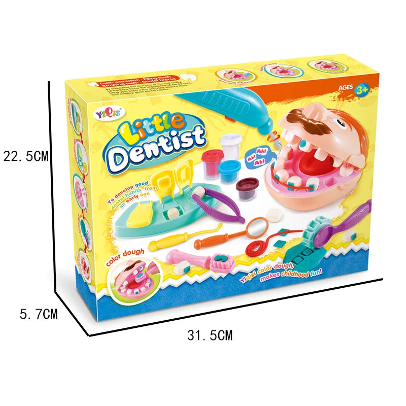 Children Plasticine Tools Pretend Play Toy Dentist Check Teeth Model Set Clay Mold Toy Role Play Early Learning Toys