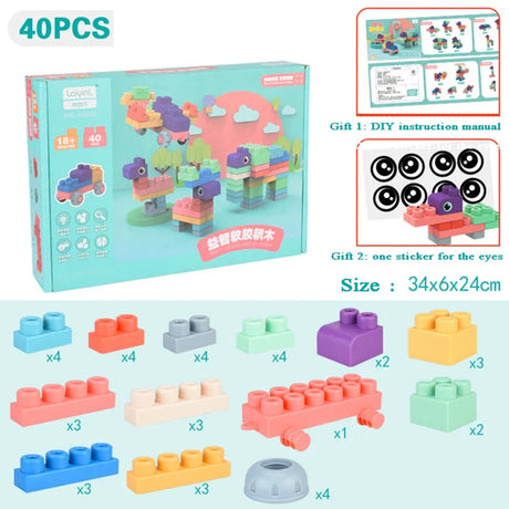 Baby Rubber Big Size Particle Bricks Toys DIY Building Blocks Big Brick Early Educational Large Soft Bricks Toy Bath For Toddler