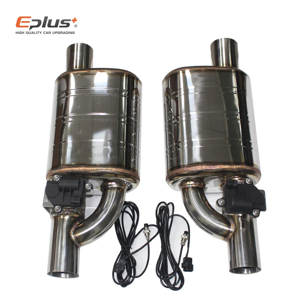 EPLUS Car Exhaust System Electric Valve Control Exhaust Pipe Kit Adjustable Valve Angle Silencer Stainless Universal 51 63 70 76