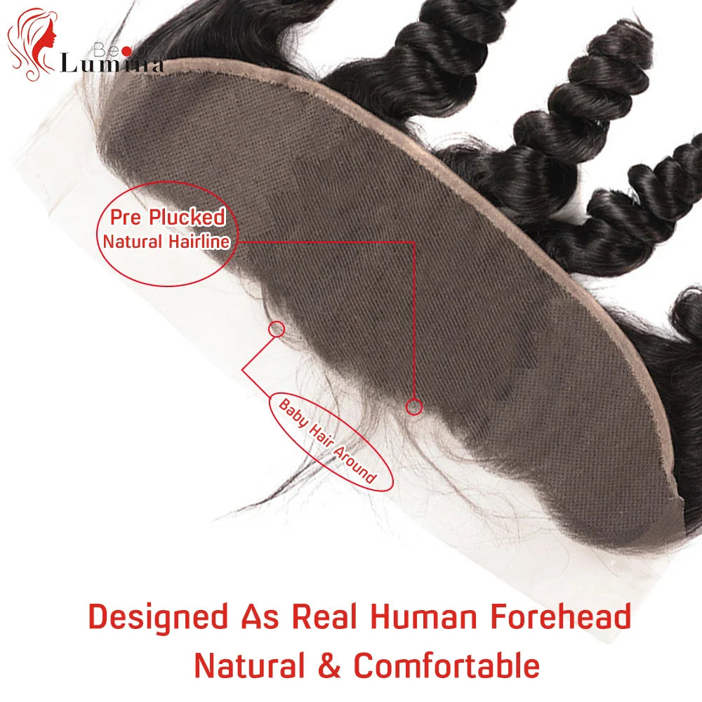 Loose Wave Frontal 13x4 Swiss Lace Frontal Ear to Ear Human Hair Extensions Loose Wave Closure 100% Human Hair Natural Black