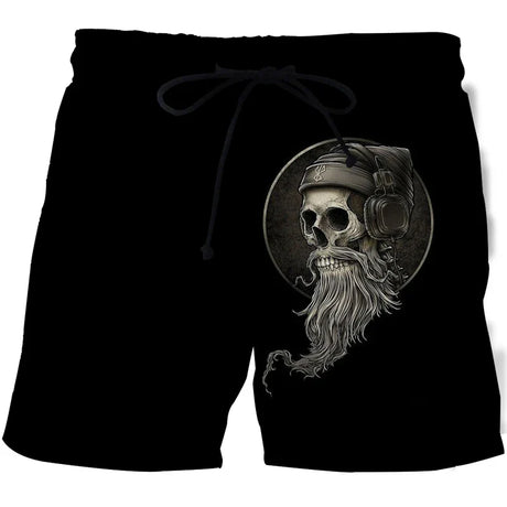 Hot Sale Skull Horror 3D Printe Beach Short Men's Shorts Anime Pants Quick-drying Street Clothing Black Short Casual short homme