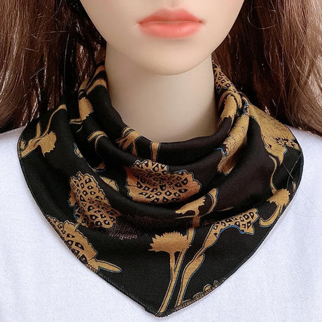 Korean Floral Print Button Bib Protect Cervical Spine Triangle Headkerchief Summer Woman Fake Collar Neck Guard Silk Scarf T76