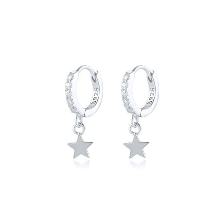 ROXI Ins Lock Star Cross Geometry Hoop Earrings for Women 925 Sterling Silver Crystal Earing Metal Huggie Earrings Jewelry Aros